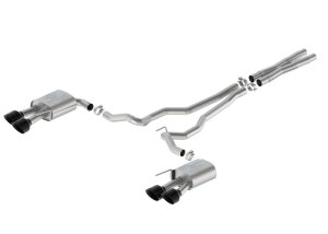 Ford Mustang Performance Exhaust - Ford Racing - Cat-Back, Sport, Non-Active, Valance, Quad 5 in. Black Chrome Plated Stainless Steel Tips, 304 Stainless Steel - Black - 2024+ Ford Mustang Performance Exhaust - Ford Racing - Cat-Back, Sport, Non-Active, Valance, Quad 5 in. Black Chrome Plated Stainless Steel Tips, 304 Stainless Steel - Black - 2024+